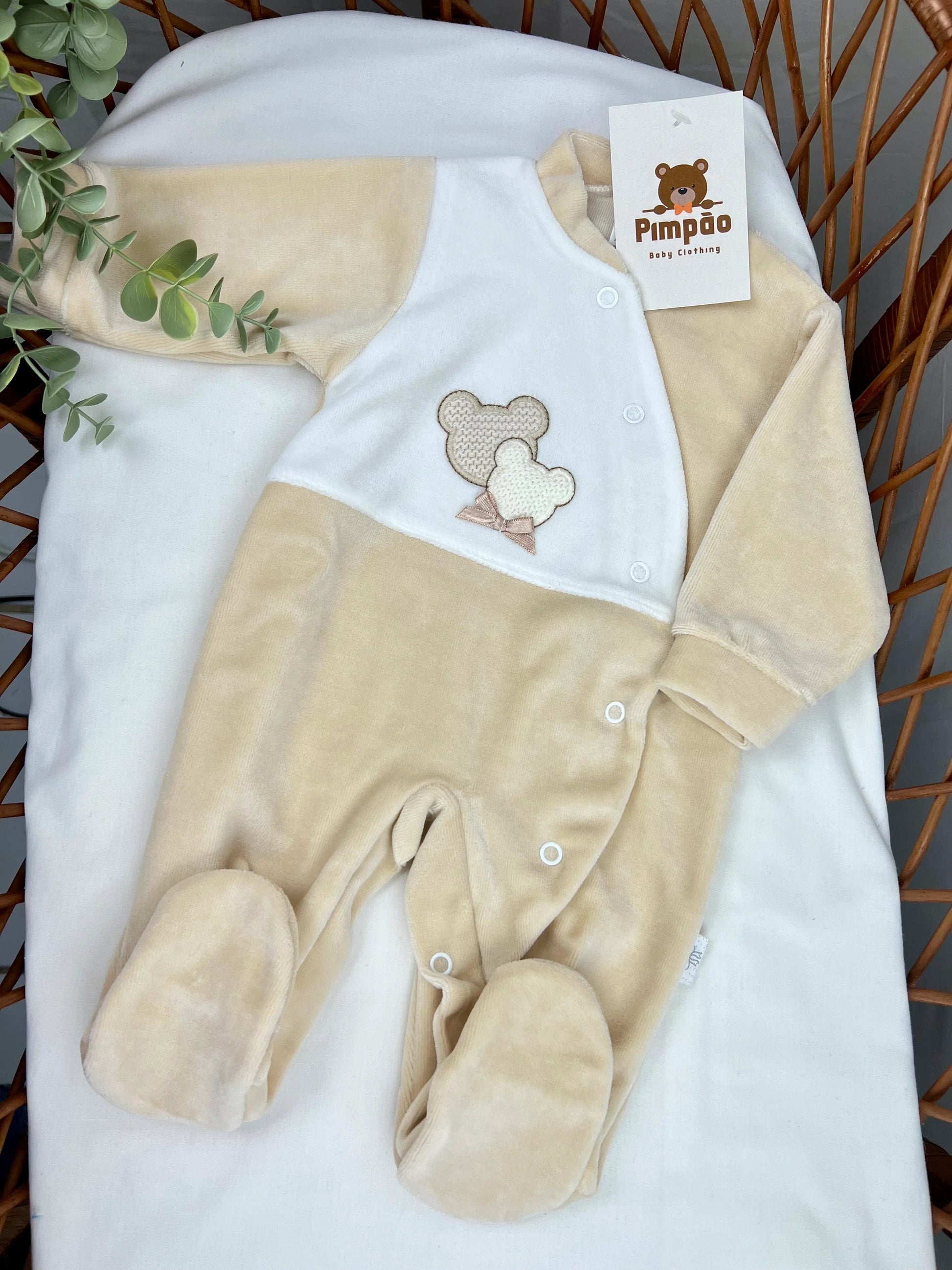 Babygrow de veludo - ursinhos - Pimpão Baby Clothing