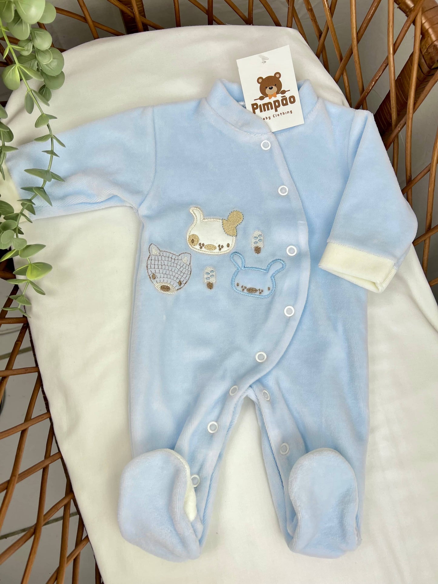 Babygrow de veludo - animais - Pimpão Baby Clothing