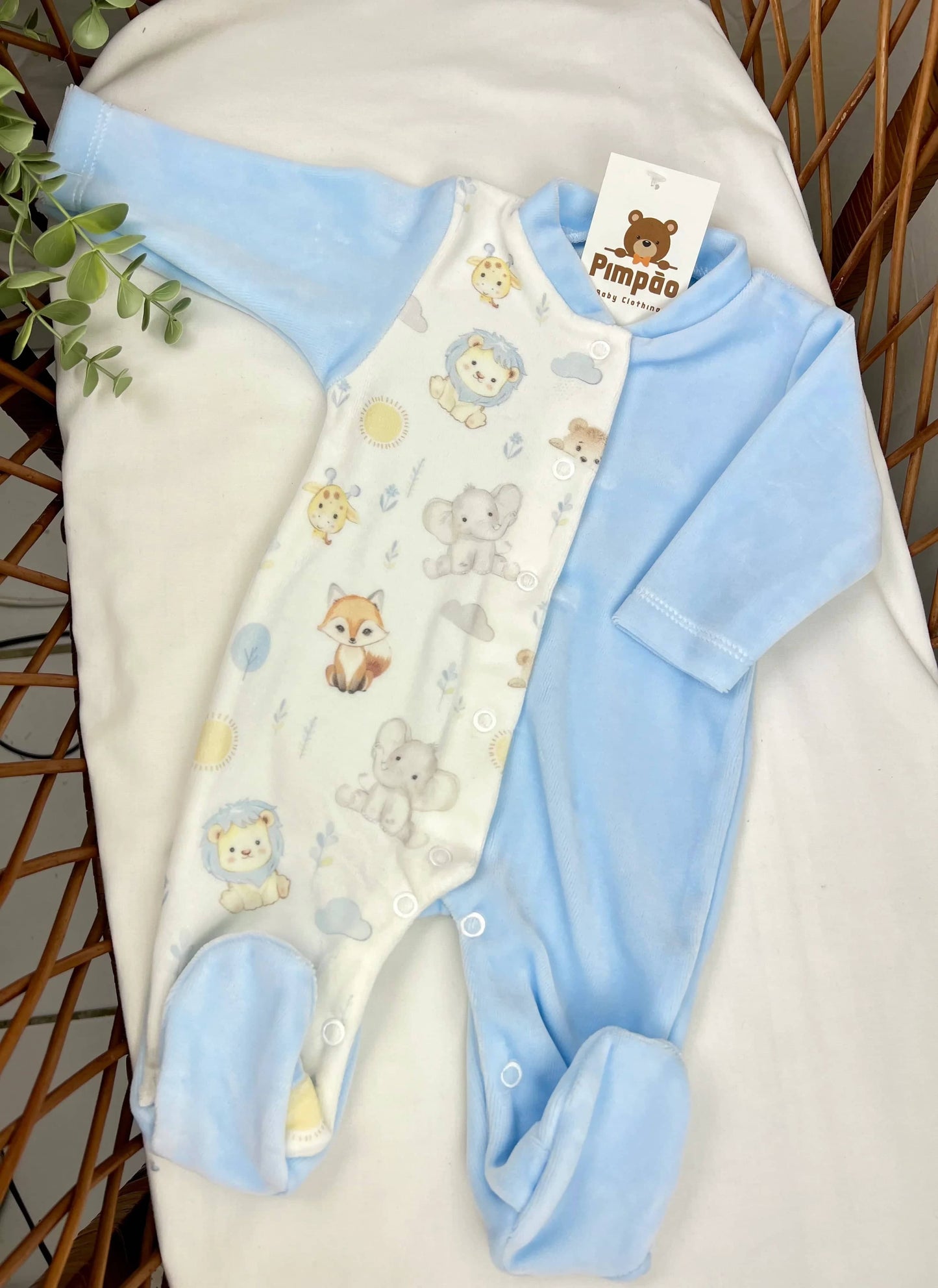 Babygrow de veludo - selva - Pimpão Baby Clothing