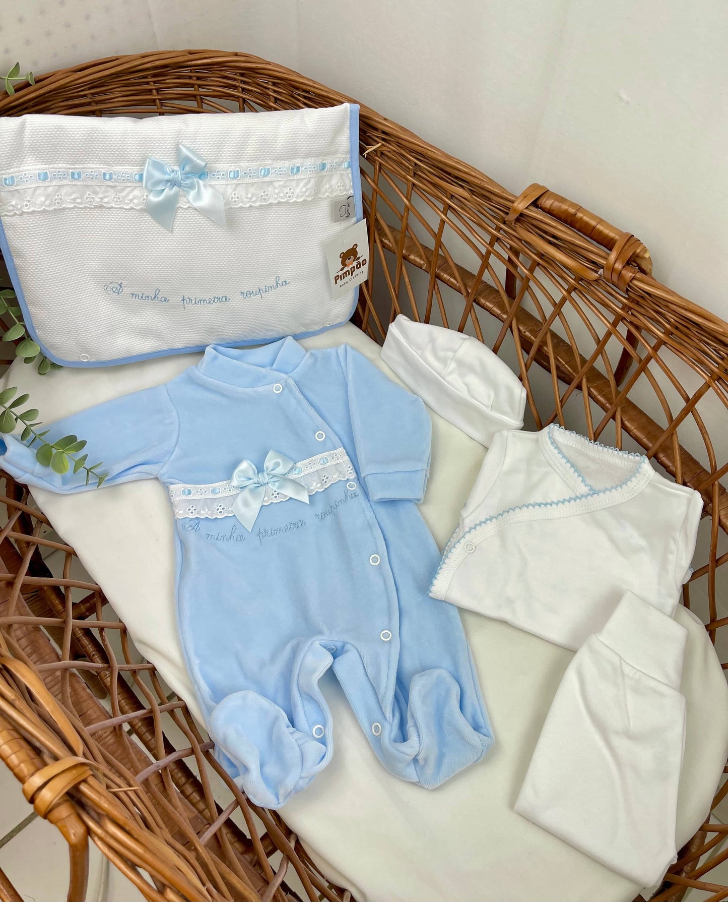 Pimpão Baby Clothing Conjuntos de primeira roupa Azul Claro Conjunto “A minha primeira roupinha”