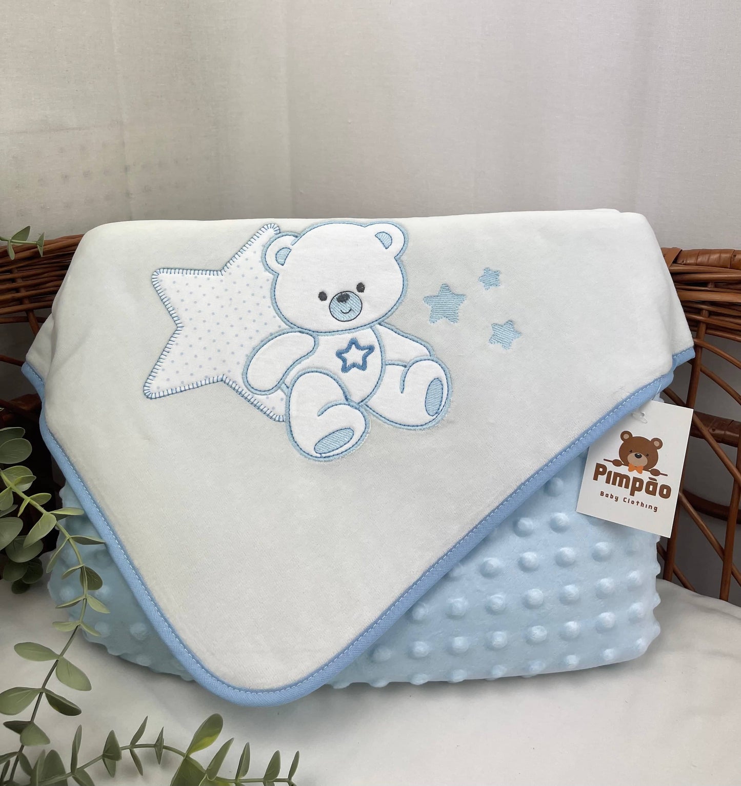 Pimpão Baby Clothing Mantas Azul Claro Manta polar - urso e estrelinha