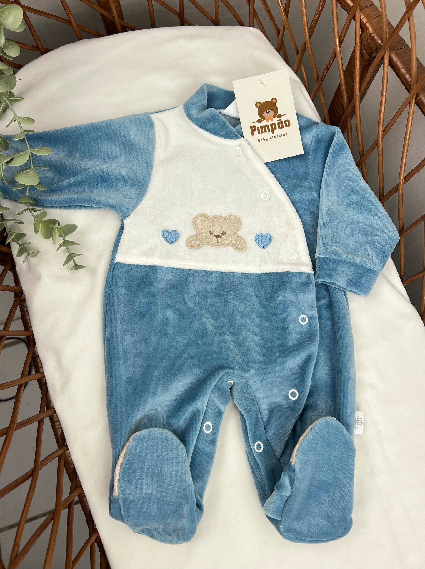Babygrow de veludo - corações - Pimpão Baby Clothing