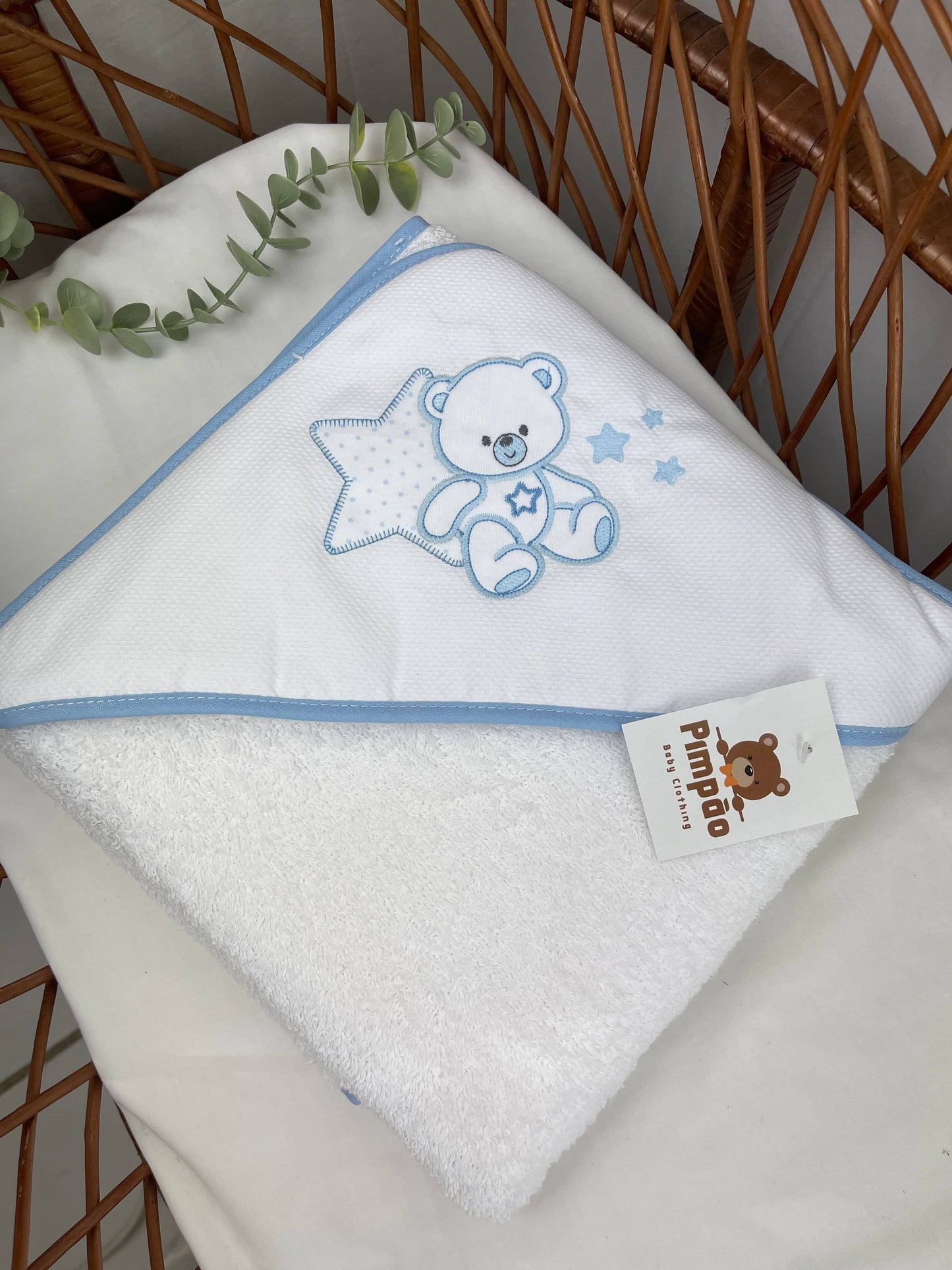 Pimpão Baby Clothing Toalhas de banho Azul Toalha de banho - urso e estrelinha