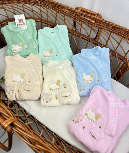 Babygrow de veludo - animais - Pimpão Baby Clothing