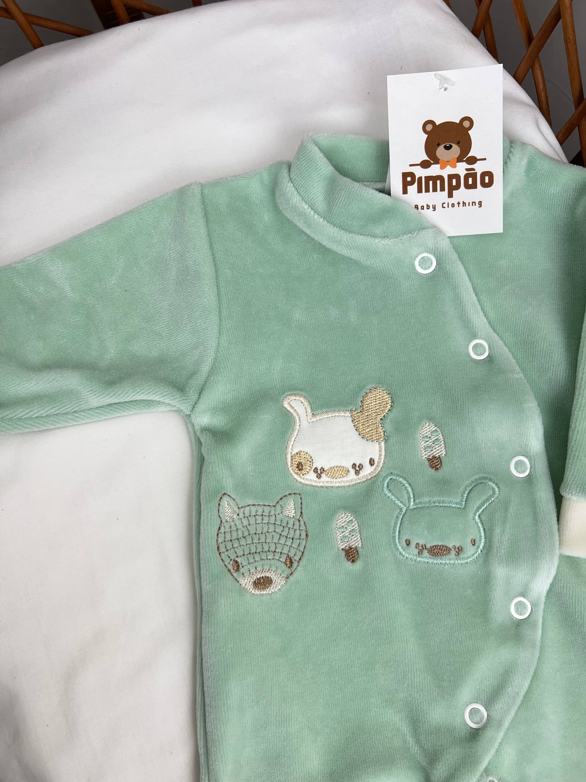 Babygrow de veludo - animais - Pimpão Baby Clothing