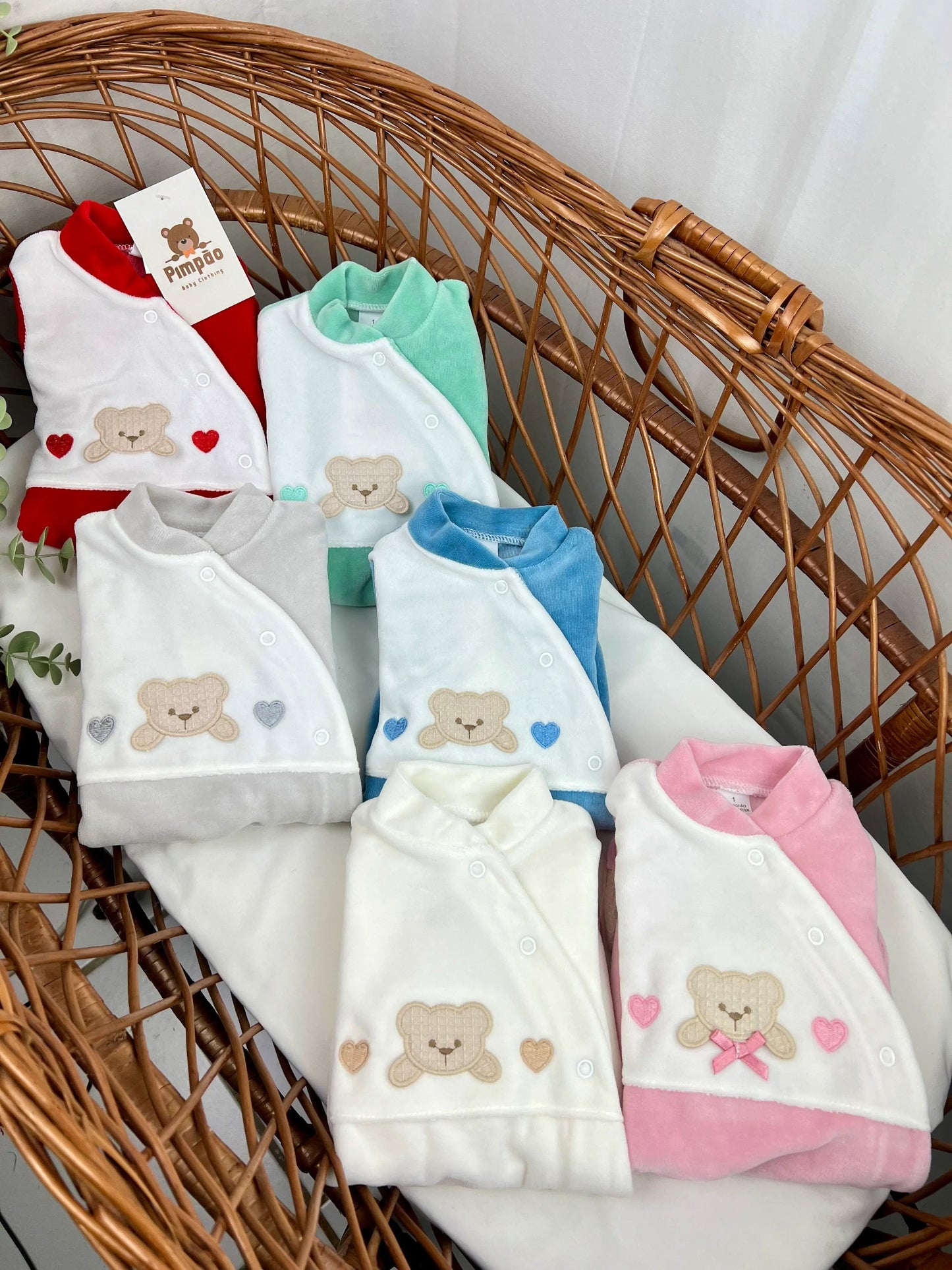 Babygrow de veludo - corações - Pimpão Baby Clothing
