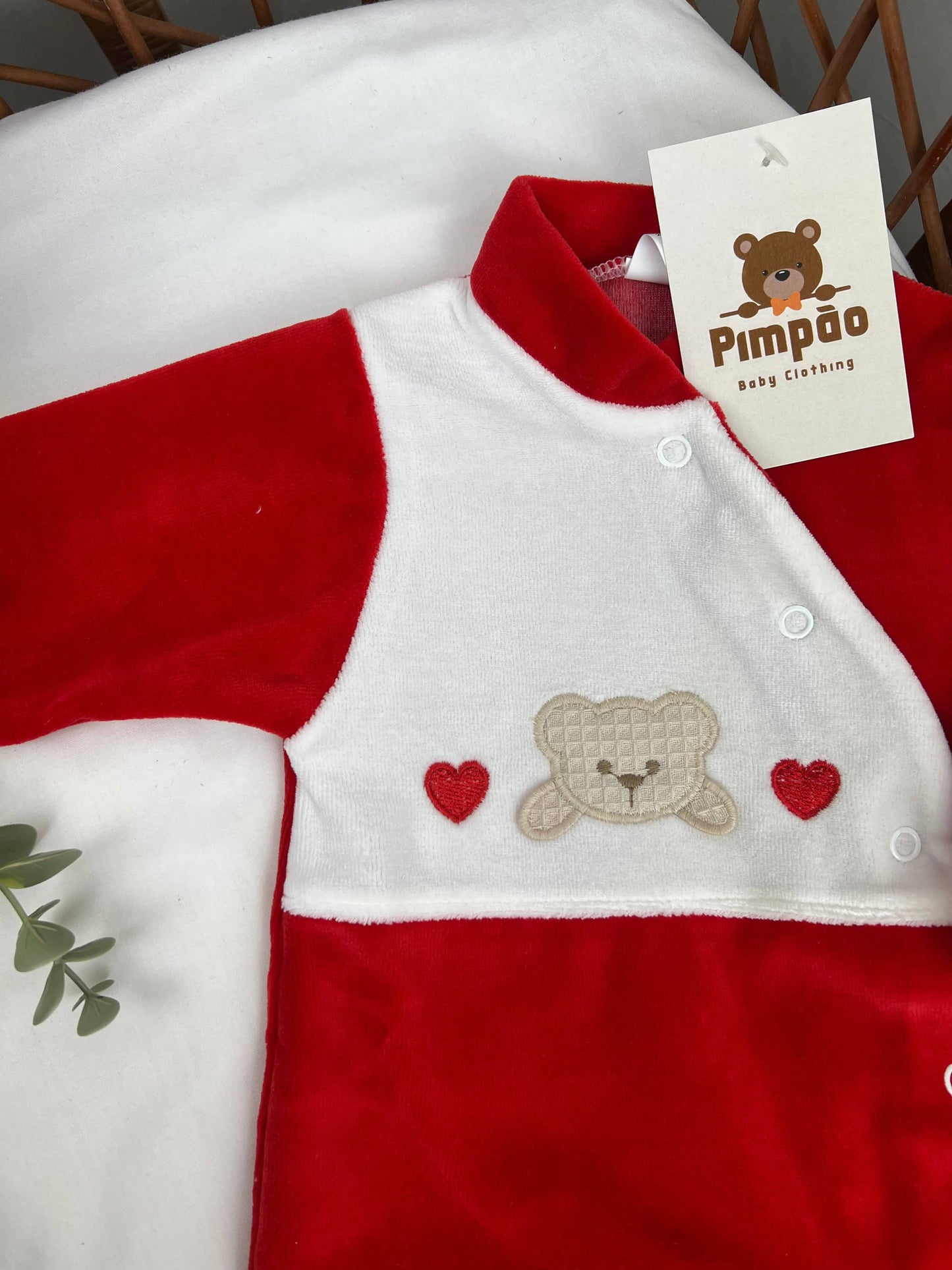 Babygrow de veludo - corações - Pimpão Baby Clothing