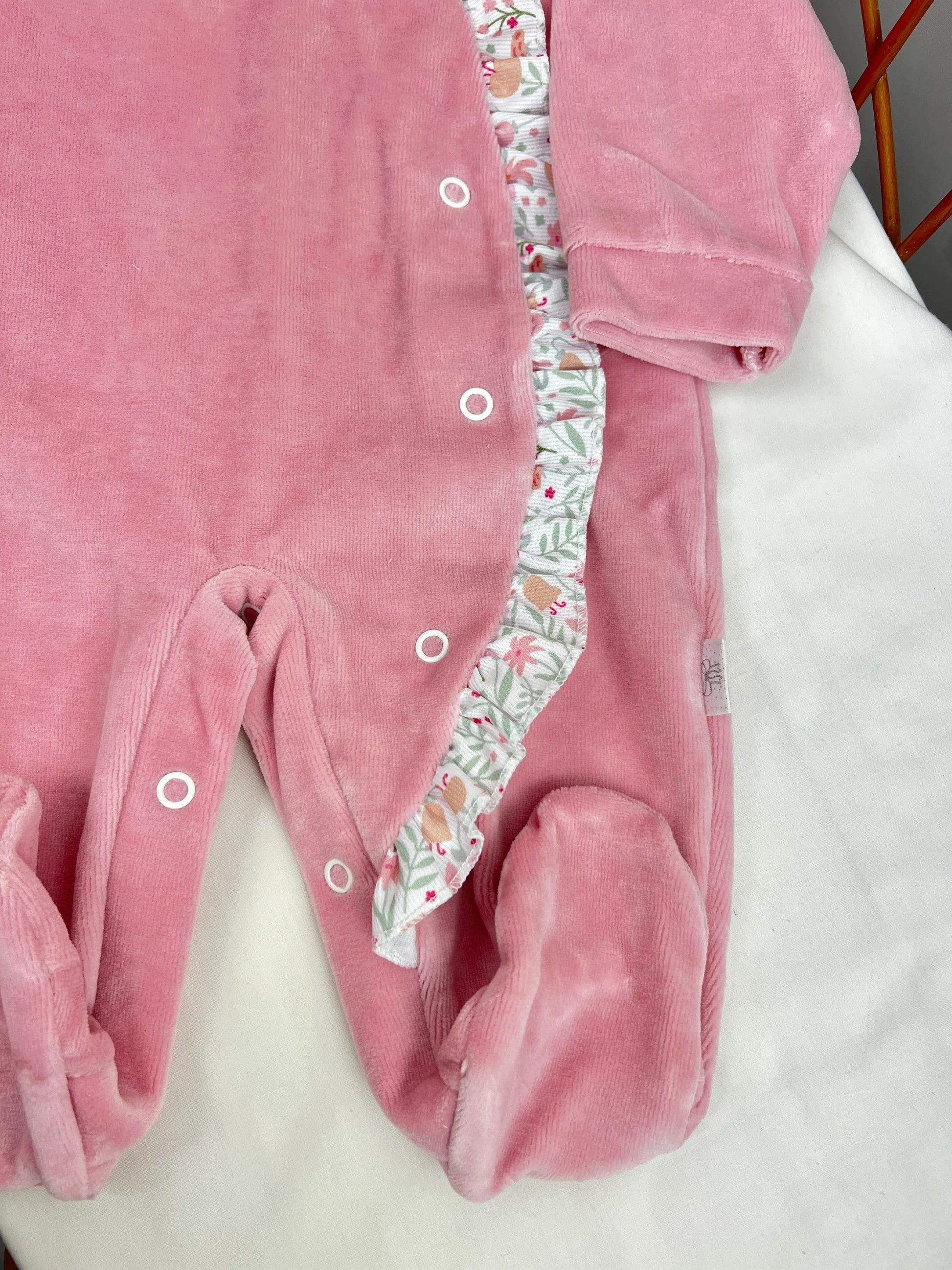 Babygrow de veludo - flores - Pimpão Baby Clothing