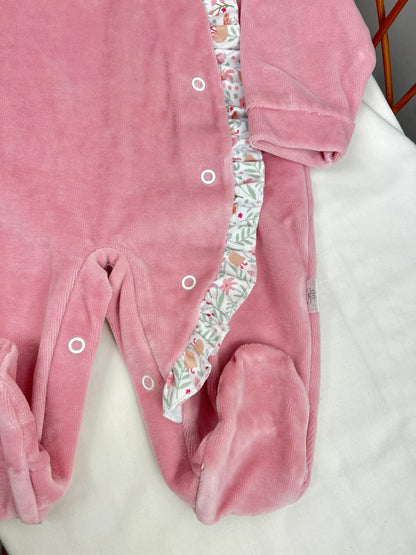 Babygrow de veludo - flores - Pimpão Baby Clothing