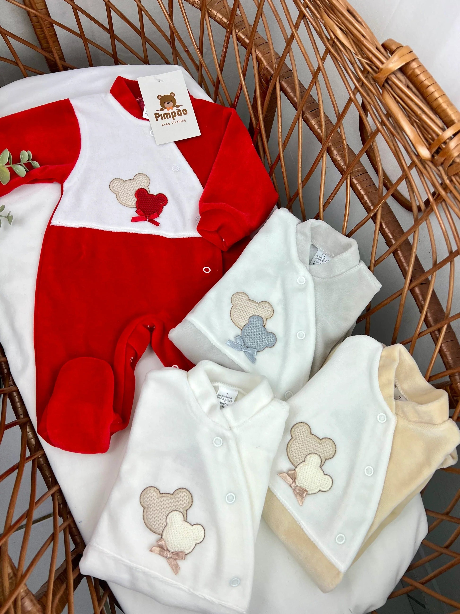 Babygrow de veludo - ursinhos - Pimpão Baby Clothing