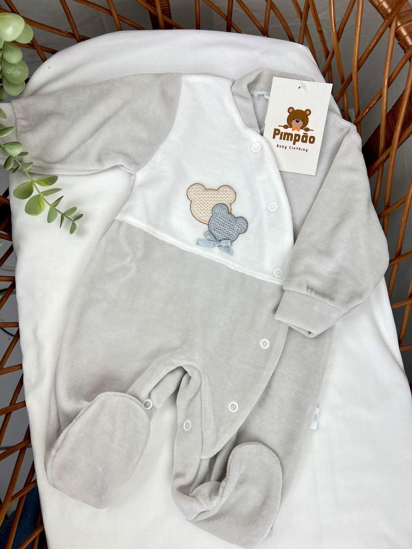 Babygrow de veludo - ursinhos - Pimpão Baby Clothing