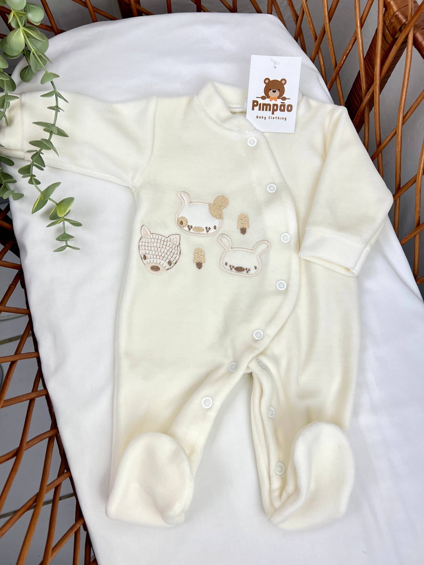 Babygrow de veludo - animais - Pimpão Baby Clothing
