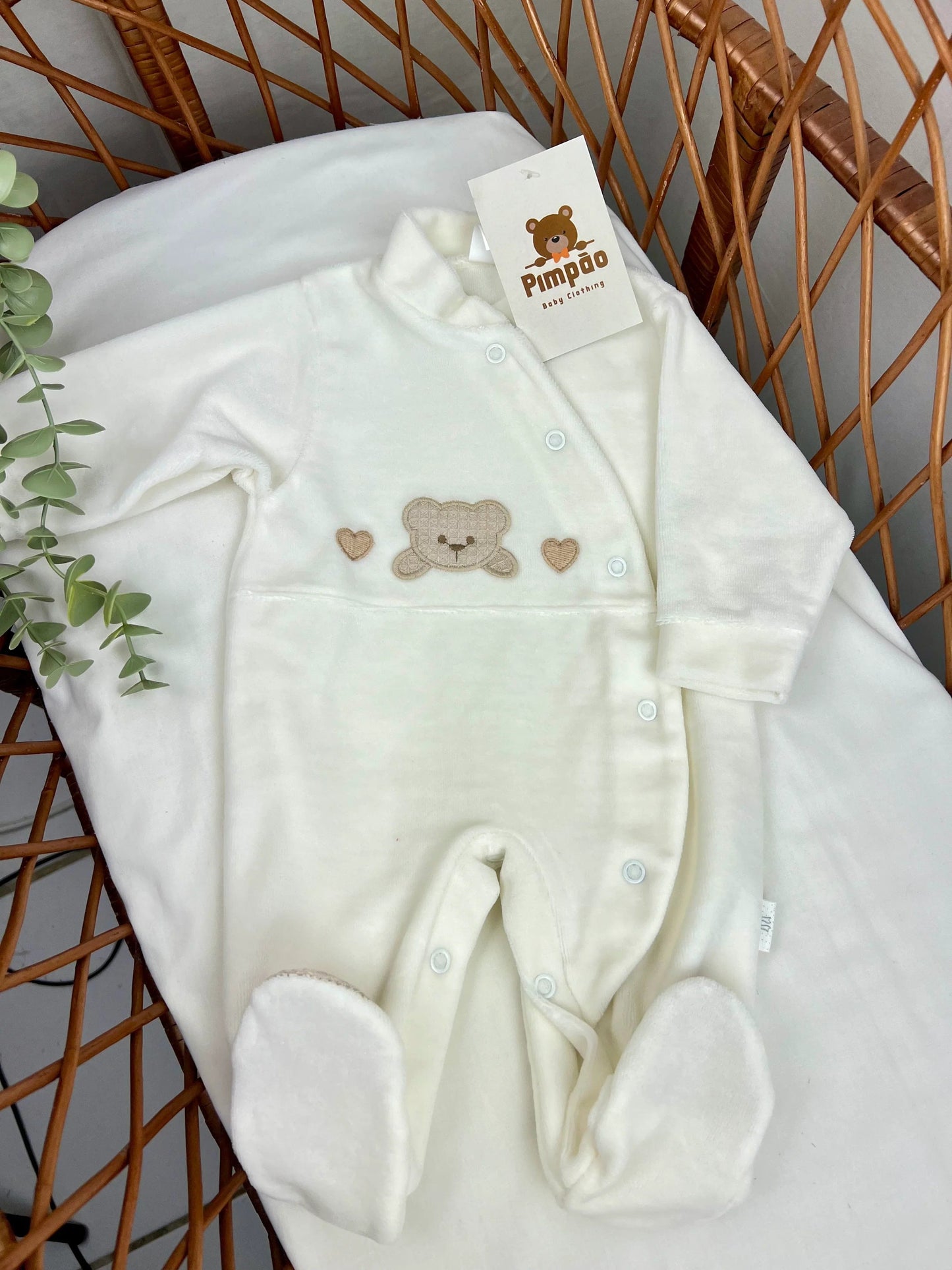 Babygrow de veludo - corações - Pimpão Baby Clothing