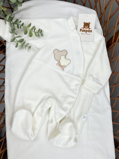 Babygrow de veludo - ursinhos - Pimpão Baby Clothing
