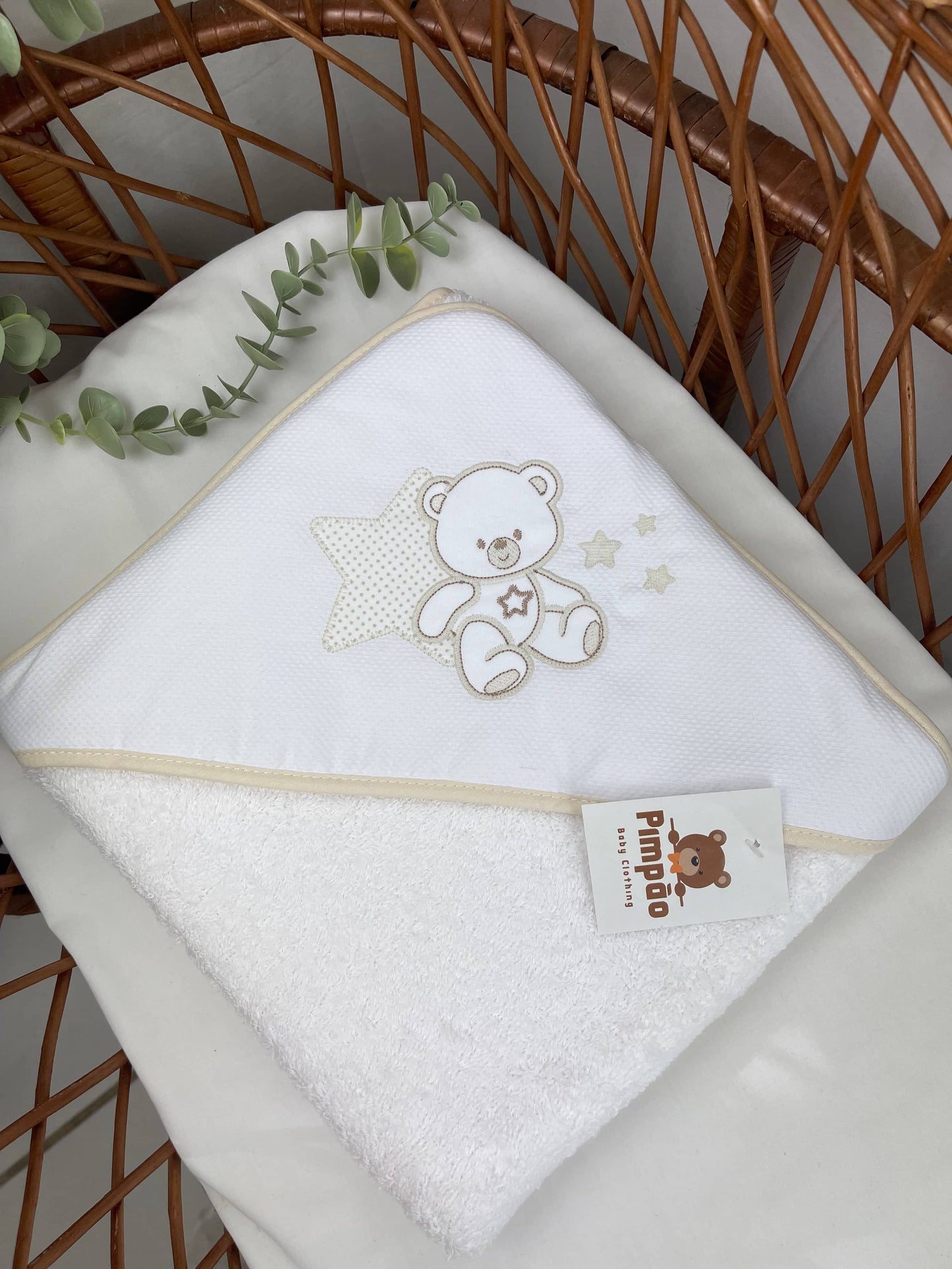 Pimpão Baby Clothing Toalhas de banho Pérola Toalha de banho - urso e estrelinha