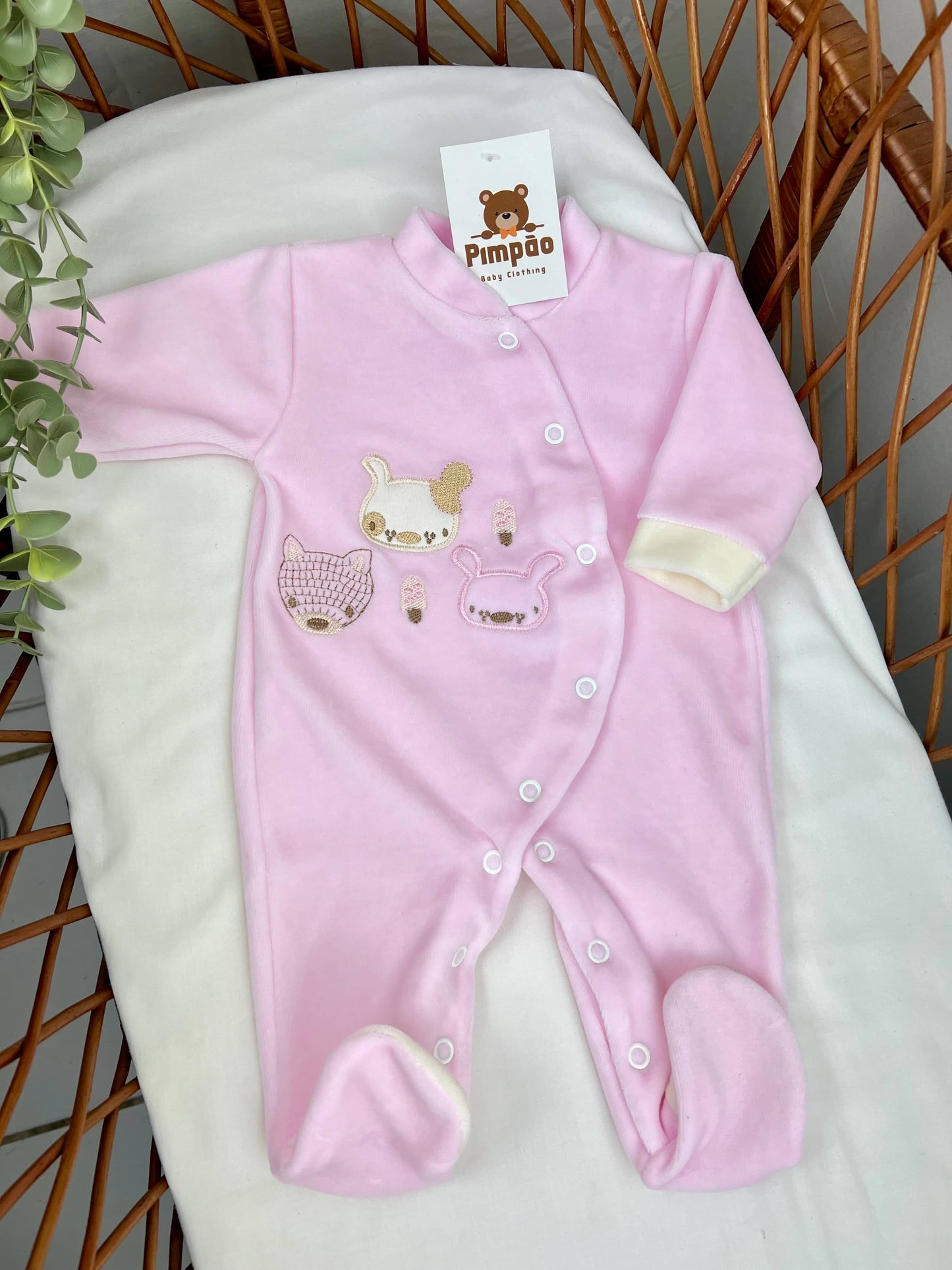 Babygrow de veludo - animais - Pimpão Baby Clothing