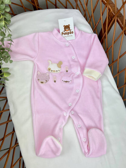 Babygrow de veludo - animais - Pimpão Baby Clothing