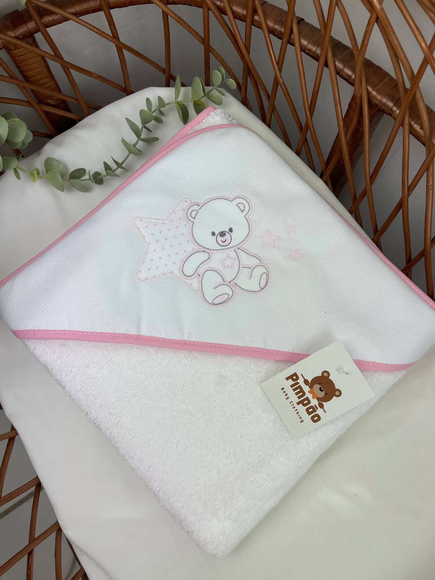 Pimpão Baby Clothing Toalhas de banho Rosa Toalha de banho - urso e estrelinha