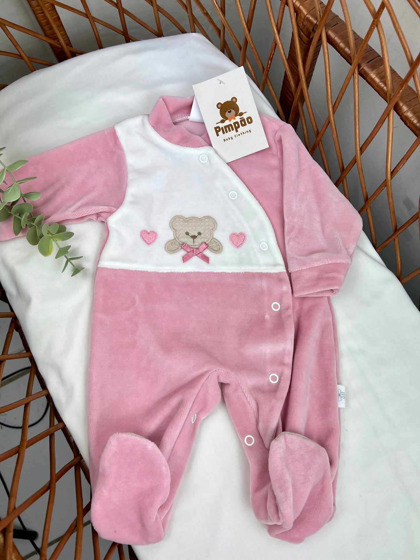 Babygrow de veludo - corações - Pimpão Baby Clothing