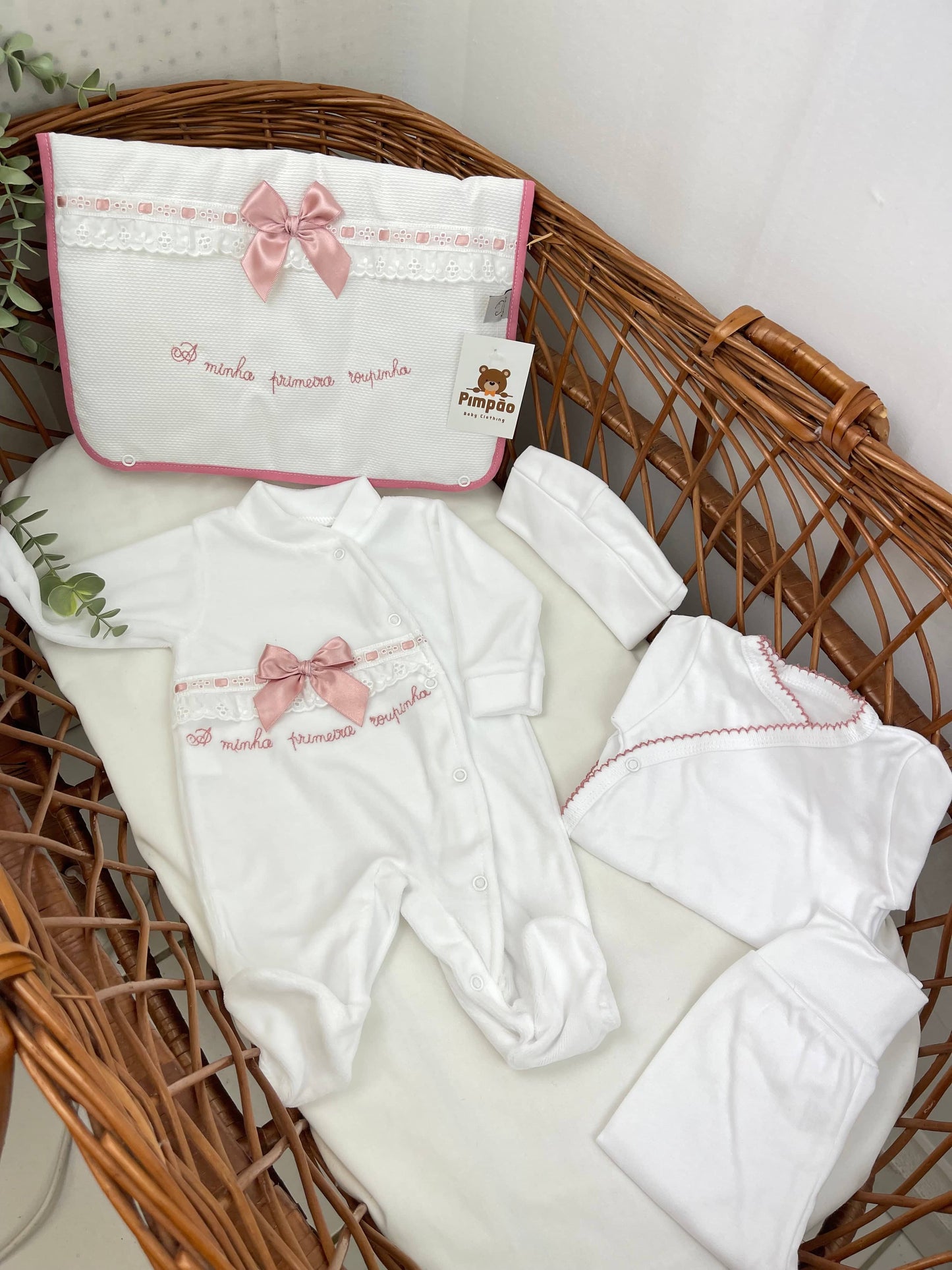 Pimpão Baby Clothing Conjuntos de primeira roupa Rosa velho Conjunto “A minha primeira roupinha”