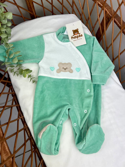 Babygrow de veludo - corações - Pimpão Baby Clothing
