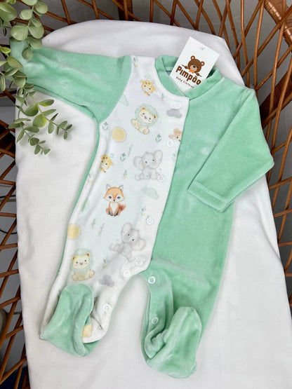 Babygrow de veludo - selva - Pimpão Baby Clothing