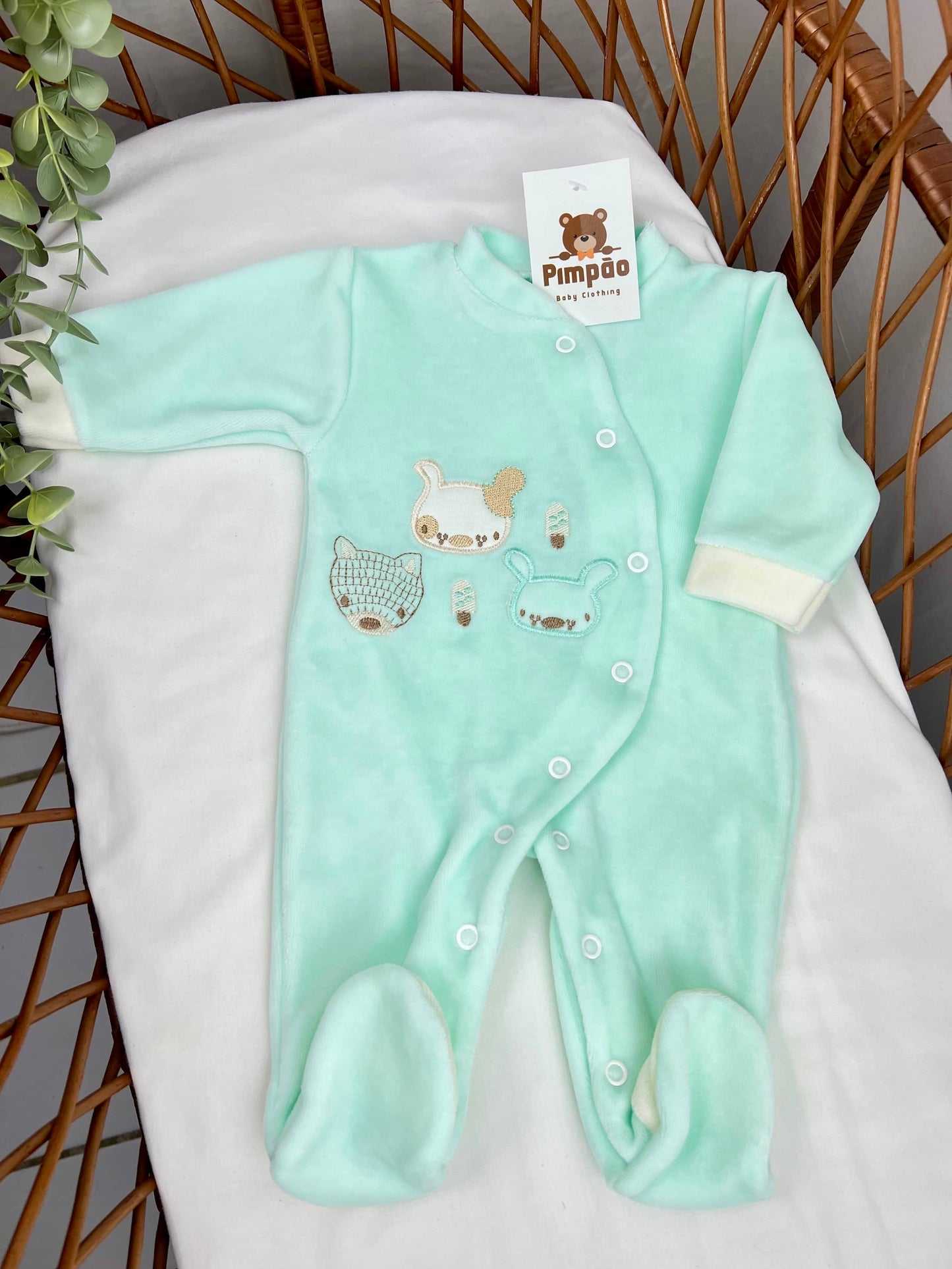 Babygrow de veludo - animais - Pimpão Baby Clothing