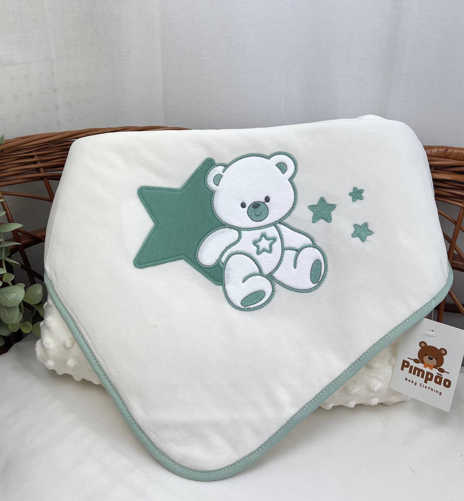 Pimpão Baby Clothing Mantas Verde Manta polar - urso e estrelinha