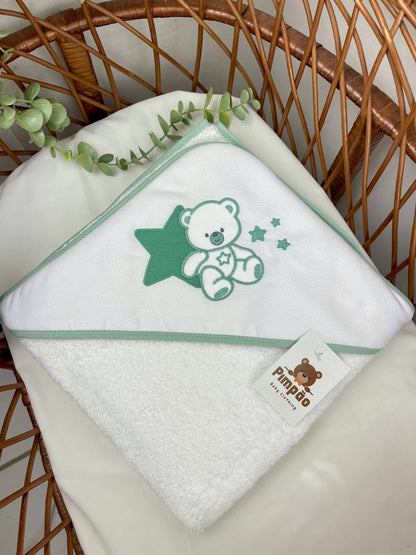 Pimpão Baby Clothing Toalhas de banho Verde Toalha de banho - urso e estrelinha